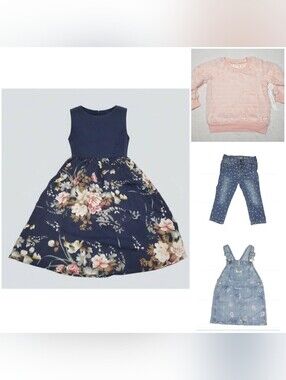 Toddler Girl Size 2T Clothing Bundle Y2K OshKosh Denim Floral Dress NWT